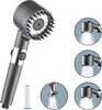 A shower head with multiple circular insets showing different spray patterns and a filter cartridge. Anteprima dell’immagine prodotto
