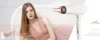 A woman is lying on a white couch next to a white and rose gold hairdryer. Náhled obrázku produktu
