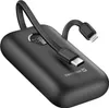 A black power bank with integrated USB-C and Lightning cables. Podgląd zdjęcia produktu