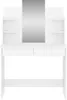 A white vanity table with a mirror and shelves, presented against a white background. Produktbild-Vorschau