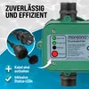 A close-up of a green pressure switch for a water pump, with text overlays and images of electrical plugs. Náhľad obrázku produktu