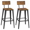 Two industrial-style bar stools with wooden seats and black metal frames are shown against a white background. Náhled obrázku produktu