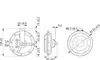 Technical drawing with dimensions of a car horn. Podgląd zdjęcia produktu