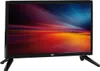 A black television with a colorful abstract image on its screen, resting on its stand. Produktbild-Vorschau