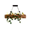 4-lumière verte plante lustre bois fer E14 style antique Voir les images du produit 5