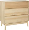 A light wood-tone chest of drawers with three drawers and a fluted top drawer. Podgląd zdjęcia produktu