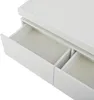 A close-up view of the open drawers of a white, modern coffee table. Voir les images du produit