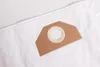 A close-up of a white vacuum cleaner bag with a brown cardboard attachment and a circular opening. Produktbild-Vorschau