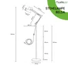 A technical drawing of a floor lamp with dimensions and specifications. Produktbild-Vorschau