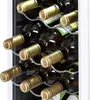 A close-up view of several bottles of wine stored on racks inside a wine cooler. Produktbild-Vorschau
