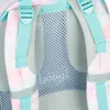 Close-up view of the padded back and straps of a backpack. Produktbild-Vorschau