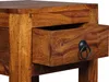 A close-up view of a wooden nightstand with an open drawer. Náhled obrázku produktu