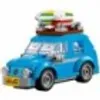 A blue LEGO car with items on its roof. Náhled obrázku produktu