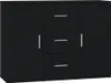 A black sideboard with three drawers and two doors. Náhľad obrázku produktu