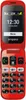 A red Emporia ONE flip phone is shown from the front, open, displaying its screen and keypad. Podgląd zdjęcia produktu