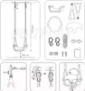 Diagrams showing the assembly and dimensions of a swing set. Produktbild-Vorschau