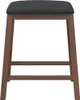 A front view of a brown wooden bar stool with a black seat, isolated on a white background. Anteprima dell’immagine prodotto
