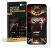 A product package for a screen protector is shown next to a smartphone with a screen protector applied. Produktbild-Vorschau