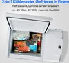 An open white cooler/freezer box with food items inside, set against a light gray background. Produktbild-Vorschau