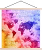 MuchoWow® Textilposter Weltkarte - Farben - Abstrakt 60x60 Produktbild-Vorschau 1