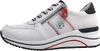 A side view of a white women's sneaker with navy and red accents. Produktbild-Vorschau