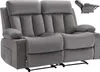 A gray loveseat recliner is shown from the front. Podgląd zdjęcia produktu