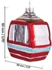 A glass Christmas ornament shaped like a red ski gondola, with measurement indicators on the left and bottom. Voir les images du produit