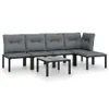 vidaXL 6-tlg. Garten-Lounge-Set Schwarz und Grau Poly Produktbild-Vorschau 3
