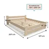 Łóżko – łóżko z litego drewna 120 x 200 cm – łóżko podwójne Podgląd zdjęcia produktu 4