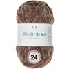 A ball of brown yarn with a label. Produktbild-Vorschau