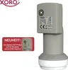 A satellite LNB with a built-in SAT-finder and compass, presented on a white background with a promotional overlay. Produktbild-Vorschau