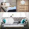 A split image showing a bed with pillows and a couch with decorative pillows. Produktbild-Vorschau