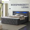 Juskys Boxspringbett Leona Samt 180x200 cm in Grau – mit Produktbild-Vorschau 2