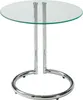 A round glass-top side table with a chrome base. Produktbild-Vorschau