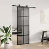 vidaXL Schiebetür mit Beschlag Schwarz 76x205 cm Hartglas Produktbild-Vorschau 3