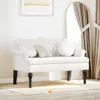 vidaXL Banc Chesterfield avec coussin Blanc 120,5 x 65 x 75 Voir les images du produit 2