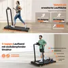 A split image showing a treadmill in use and marketing graphics. Produktbild-Vorschau