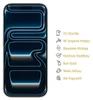 A graphic representation of a phone screen protector with feature callouts. Produktbild-Vorschau