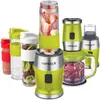 A collection of kitchen appliances, including blenders and cups, with fruits and meat displayed. Náhľad obrázku produktu