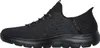 Side view of a black Skechers slip-on shoe. Náhled obrázku produktu