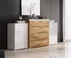 A modern living room with a white cabinet and a wooden dresser. Náhľad obrázku produktu
