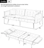 Diagrams showing the dimensions of a sofa in its folded and unfolded states. Náhled obrázku produktu