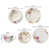 A diagram showing different pieces of tableware with dimensions indicated. Produktbild-Vorschau
