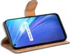 A smartphone in a brown flip case, displayed open on a white background. Produktbild-Vorschau