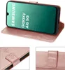 A collage of images showing a rose gold flip phone case for a Samsung Galaxy A17 5G. Produktbild-Vorschau