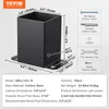 A diagram showing a black metal post base with dimensions and included hardware. Produktbild-Vorschau