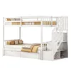 A white bunk bed with stairs and storage drawers. Podgląd zdjęcia produktu
