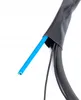 A close-up view of a blue cable emerging from black protective sheathing. Produktbild-Vorschau