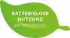 A green leaf shape with text indicating "Batterielose Nutzung" and "Batteryless Use". Anteprima dell’immagine prodotto