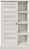 A white cabinet with a slatted door and open shelves. Anteprima dell’immagine prodotto